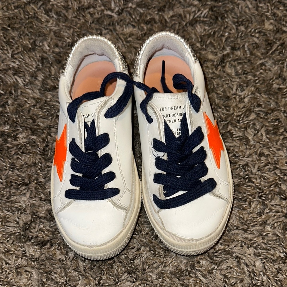 Golden Goose White and Orange Retro Sneakers